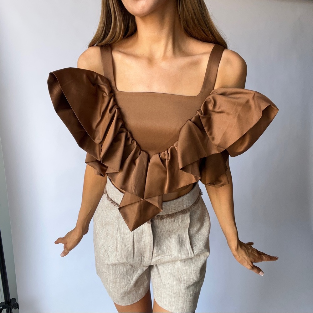 Brown SHUSHU TONG Ruffle Top